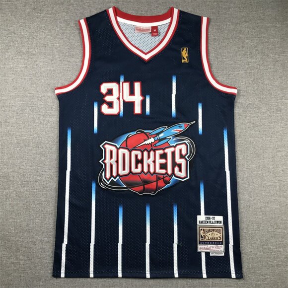 Mens Hakeem Olajuwon Blue Stitched Jersey